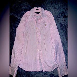 Pink polo long sleeve button up